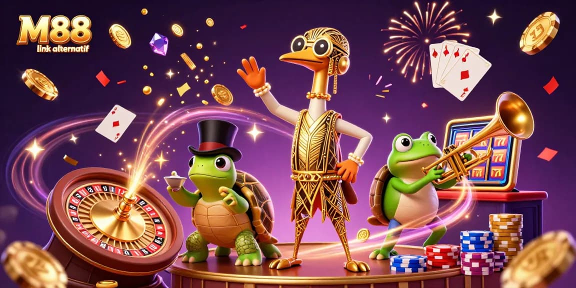 Experience M88 link alternatif with dynamic casino characters and vibrant gaming elements.
