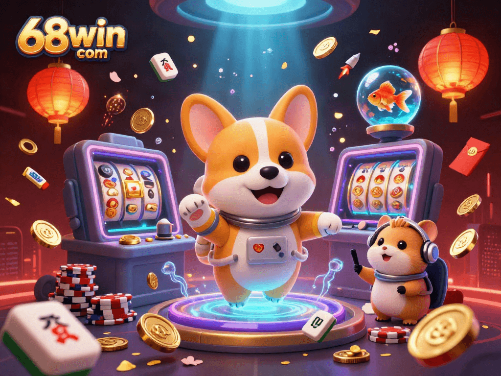 Engage with thrilling gameplay at 68win com in this vibrant casino scene featuring unique characters.