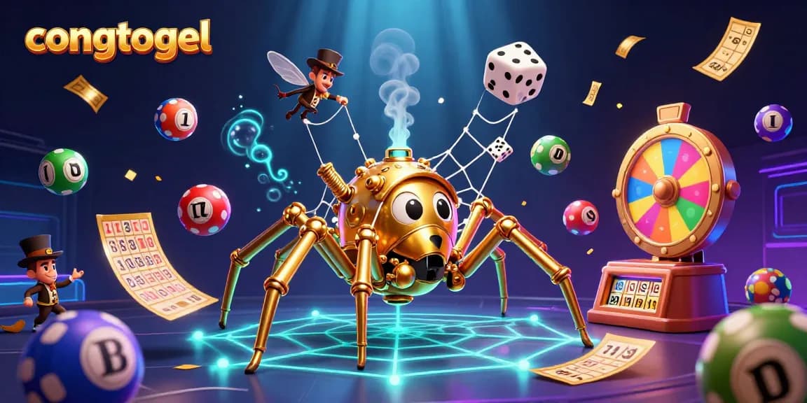 Experience thrilling games with congtogel as the golden spider weaves luck through vibrant lottery elements.
