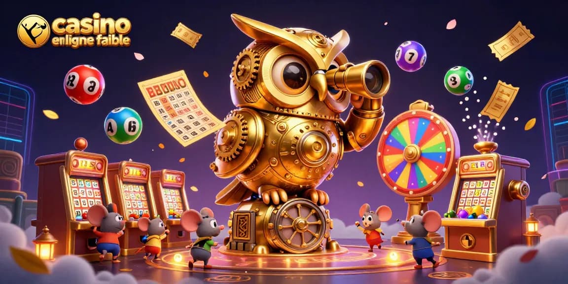 Jouez et gagnez dans un casino en ligne fiable avec des machines à sous en or et une ambiance colorée.