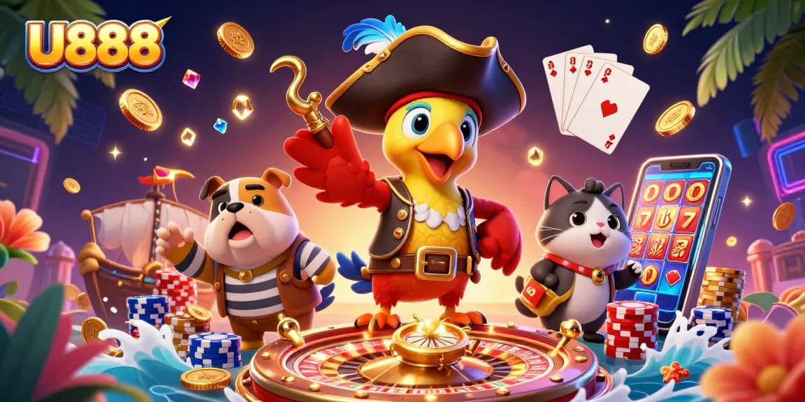 Engage in exciting gameplay at U888 with vibrant visuals and casino elements.