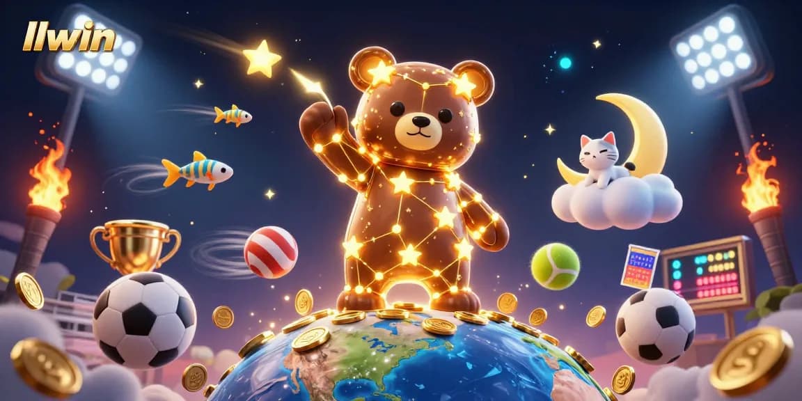 llwin showcases thrilling sports betting visual with a constellation bear scooping coins under a starry sky