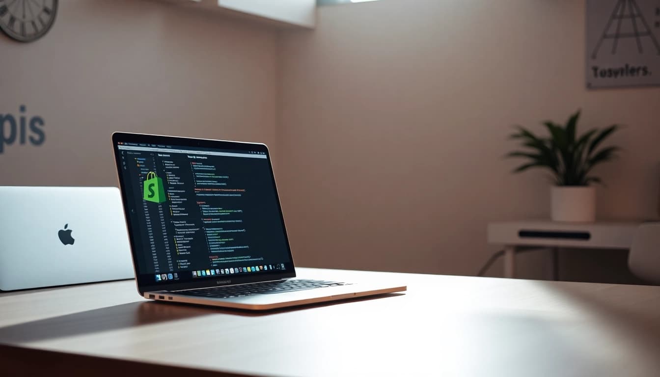 Showcasing Headless Shopify development in a modern digital workspace featuring UI design.