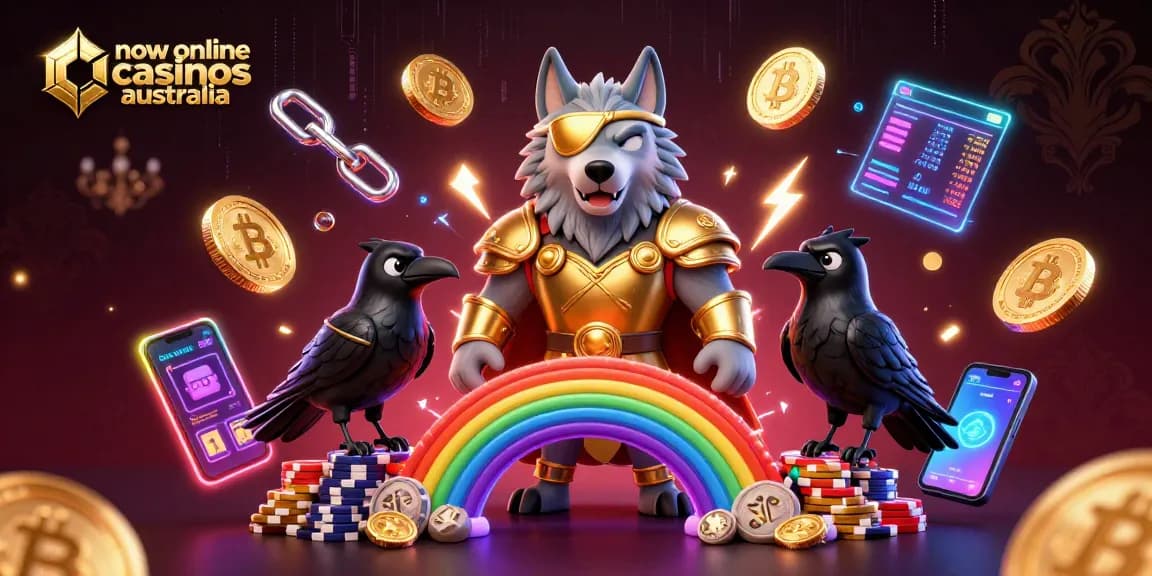 Explore new online casinos australia with Odin and mystical elements in a vibrant casino setting.