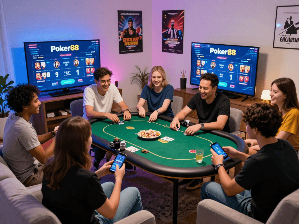 Exciting Poker88 online gaming scene with players enjoying a poker game