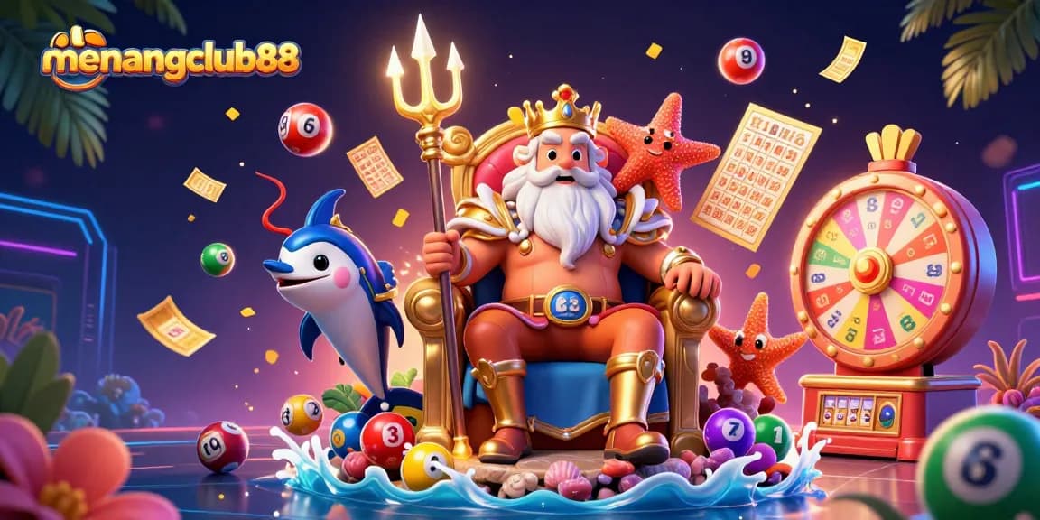 Engage with menangclub88 for vibrant lottery excitement featuring Neptune and gaming elements.