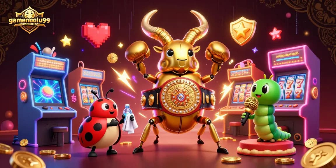 Join the thrilling showdown at gamenohuuytin99 with a golden stag beetle champion and dynamic casino elements.