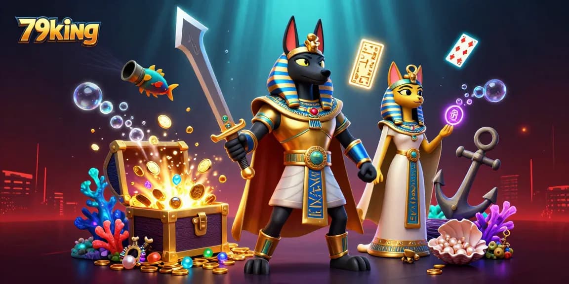 Experience the thrill of gaming at 79king with energetic casino characters and vibrant treasures.