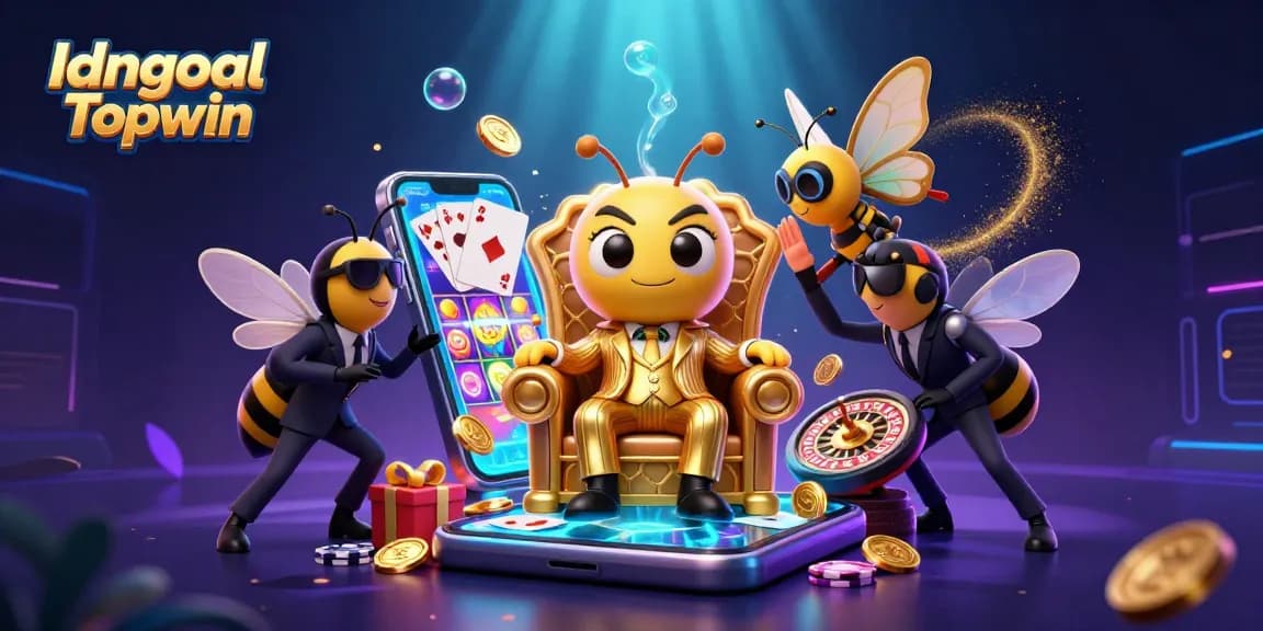 Experience thrilling games with Idngoal Topwin as the bumblebee mob boss presides over a vibrant casino scene.