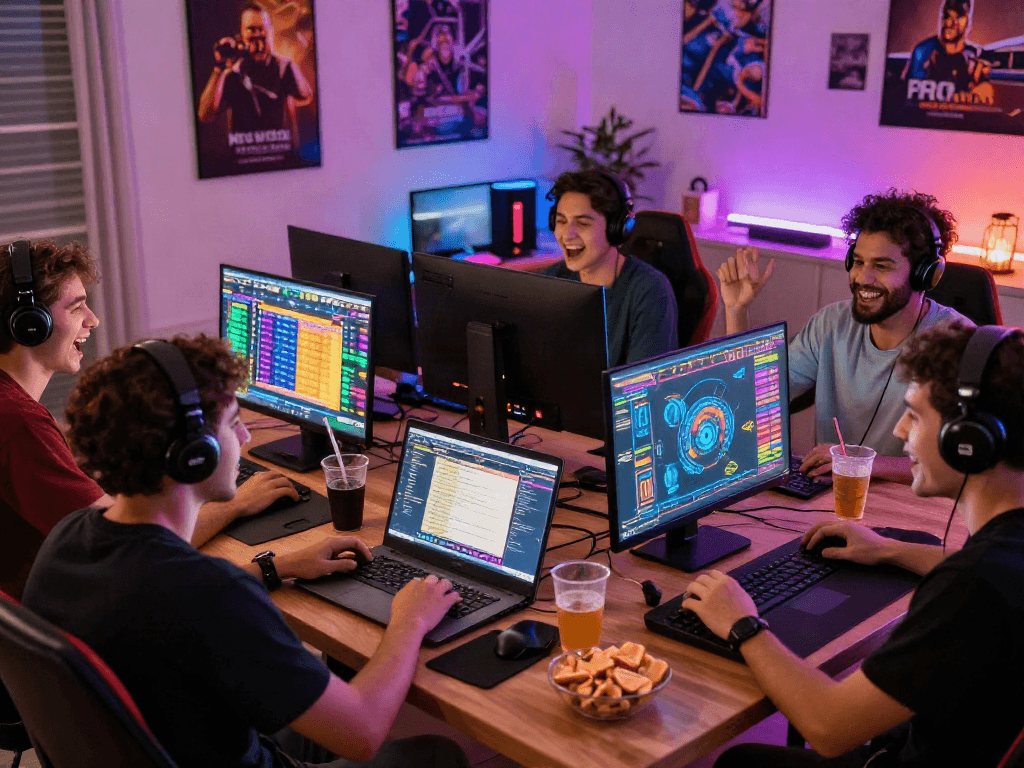 Engaged players enjoying togel online gaming in a lively setting.