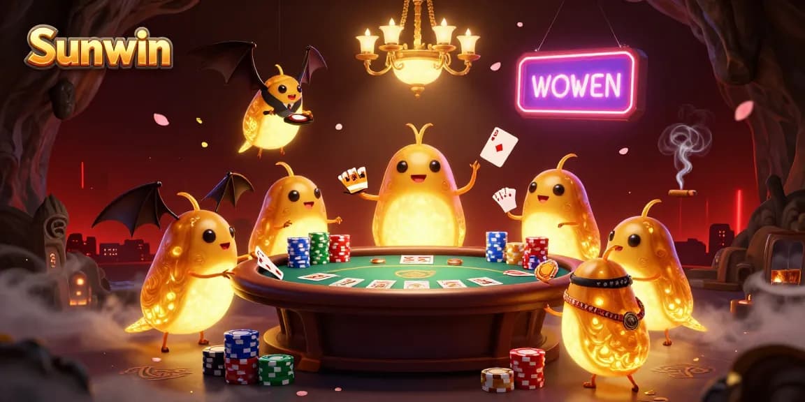 Experience the thrilling gameplay at Sunwin, dominated by vibrant glowworms and a bat dealer.