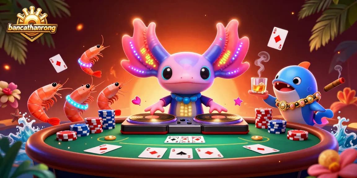 Engage in exciting poker at bancathanrong with dynamic axolotl DJ and energetic dancers!