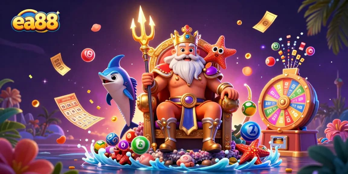 Experience the thrilling world of ea88 with dynamic lottery elements and vibrant casino graphics.