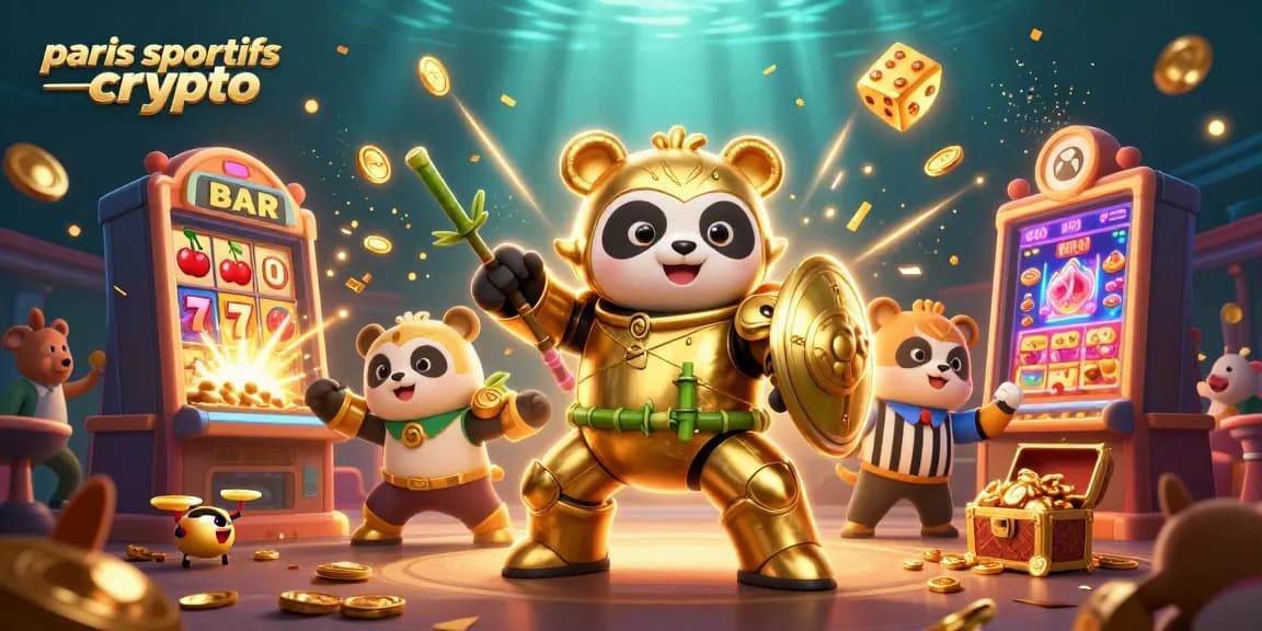 Placer des paris sportifs crypto avec des personnages animés et un décor festif au casino.
