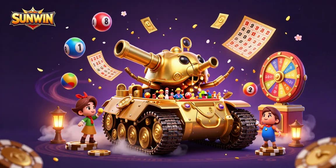 SUNWIN's colorful casino adventure showcases a golden beetle tank filled with gaming excitement.