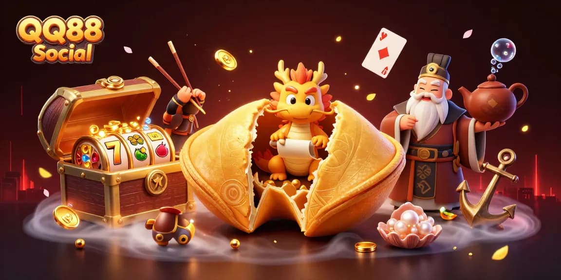 Engage with QQ88 Social in a vibrant online gambling world featuring golden fortunes and dynamic gaming elements.