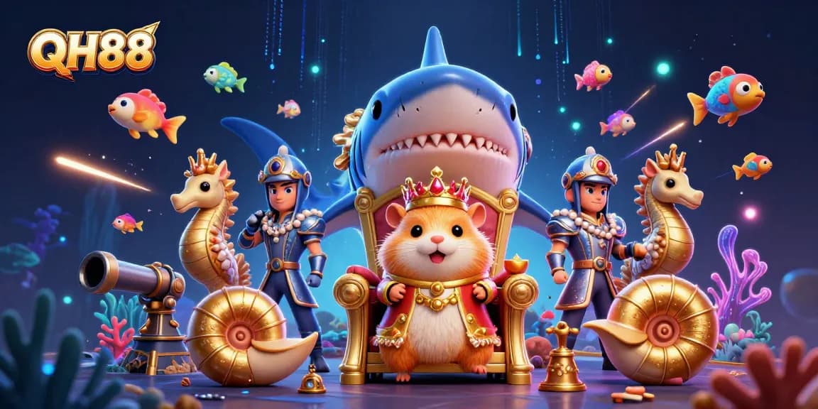 Engage in thrilling battles at QH88 with dynamic fish shooting gameplay featuring vibrant marine elements.