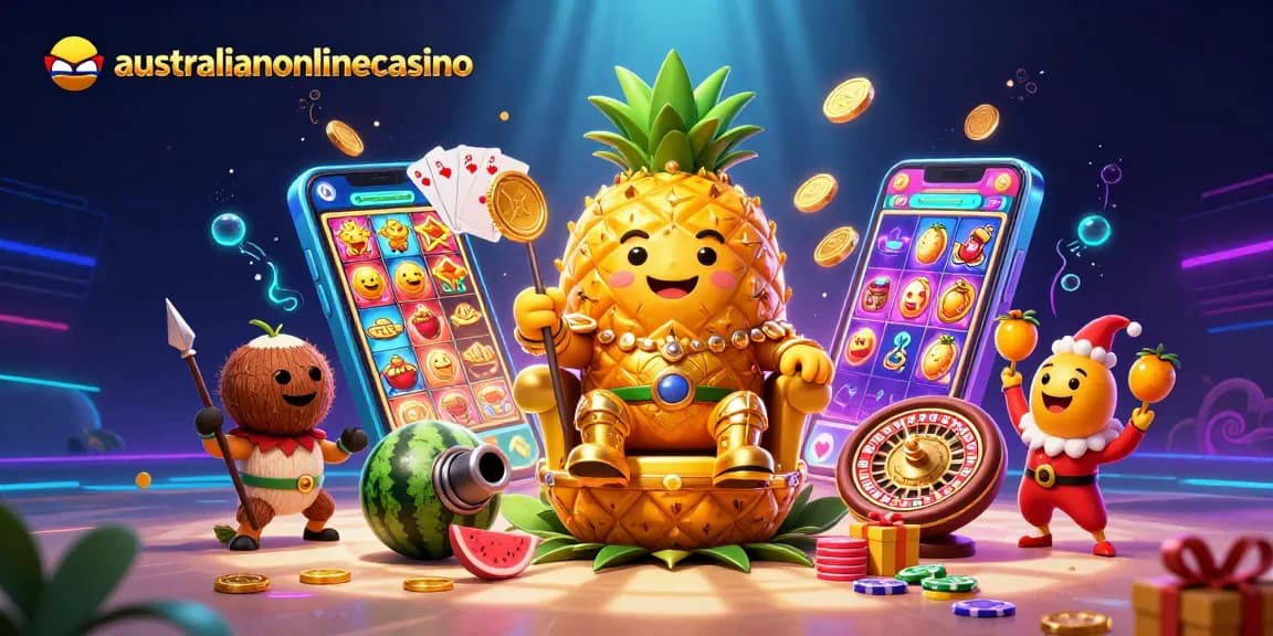 Experience thrills at australianonlinecasino with a vibrant 3D illustration showcasing casino adventures.
