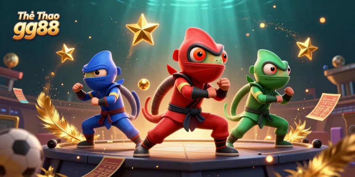 Engage in thrilling sports betting with Thể Thao gg88 featuring dynamic ninja chameleons and exciting game elements.