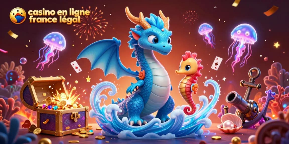 Jouez dans un casino en ligne légal en France avec des dragons aquatiques et des trésors sous-marins éclatants.