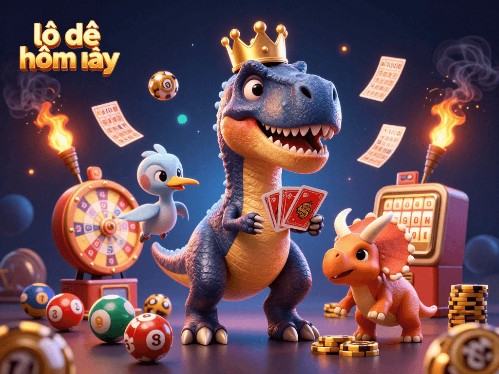 Engage with lô đề hôm nay in a vibrant 3D lottery scene featuring dynamic characters and elements.