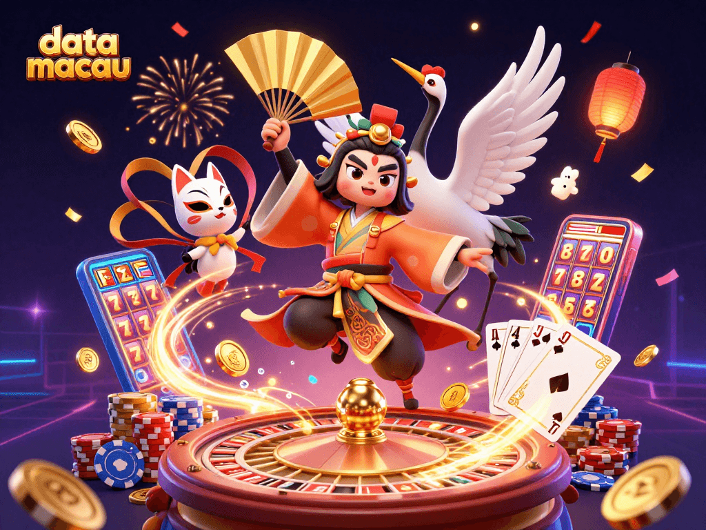 Experience the thrill of gambling data macau with vibrant characters and casino elements.