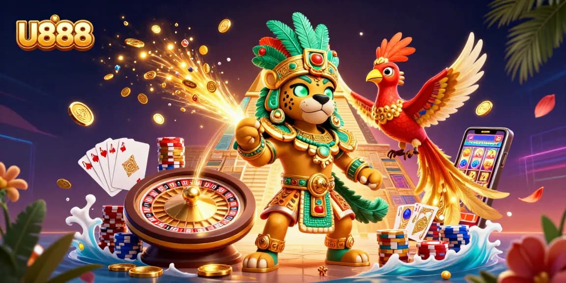 Experience U888 thrilling casino action with vibrant characters and dynamic game elements.