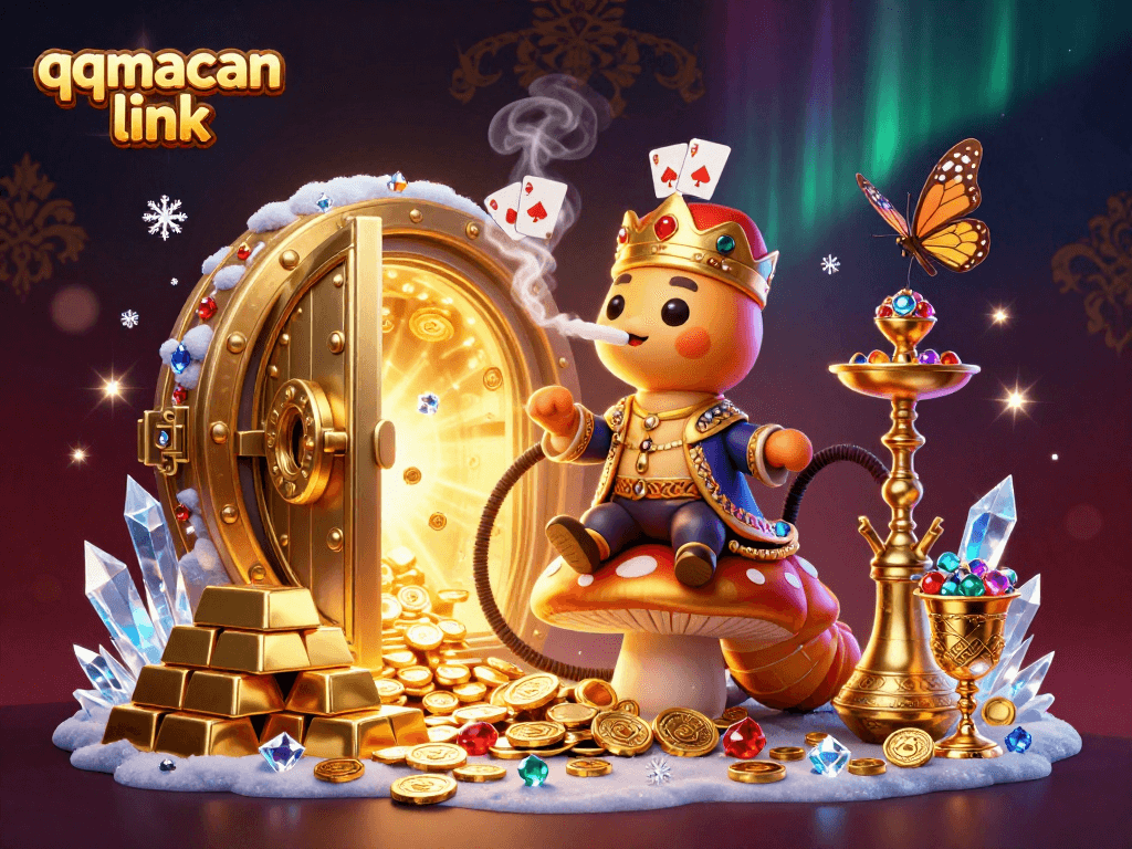 Experience the thrill of qqmacan link with vibrant casino elements in this rich illustration.