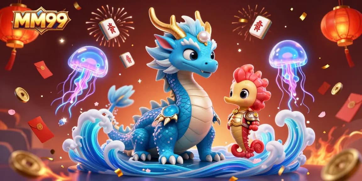 Experience thrilling gaming at MM99 with colorful dragons, knights, and festive elements.