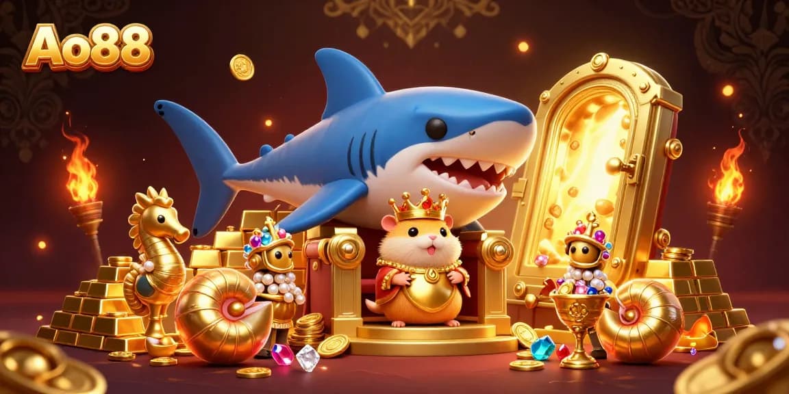 Experience the thrill of Ao88 with the golden hamster king and treasures of gambling.
