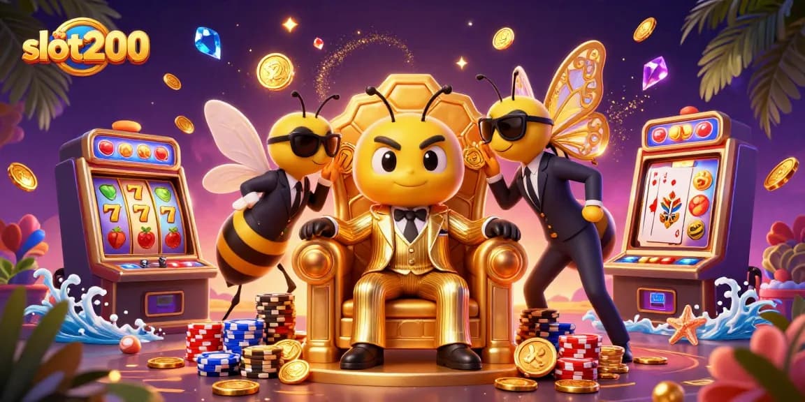 Engage with slot200's immersive casino experience featuring 3D characters, slot machines, and dynamic gems.