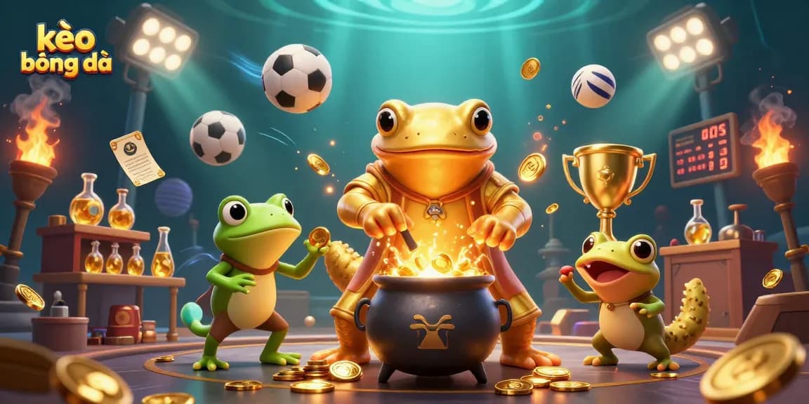 Engage with kèo bóng đá through an ultra-detailed 3D sports betting scene filled with animated sports elements.