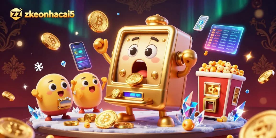 Experience the thrilling jackpot of zkeonhacai5 with animated slot machines erupting in coins and crypto elements!