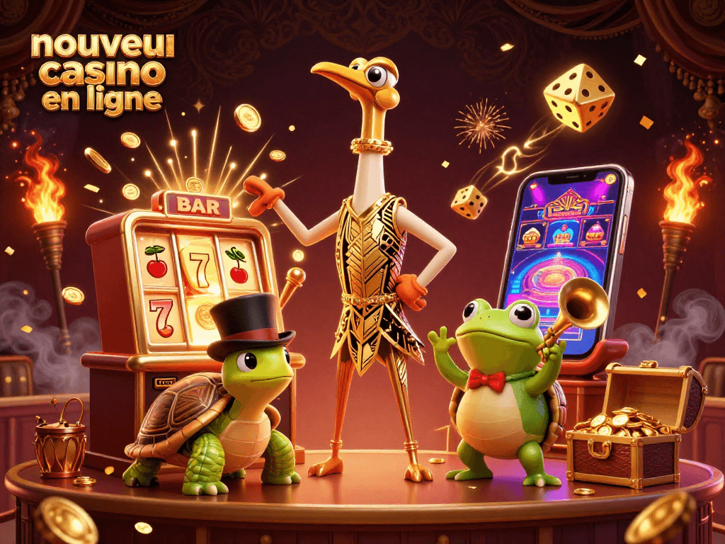 Découvrez le nouveau casino en ligne avec des personnages animés dans un environnement vibrant et festif.