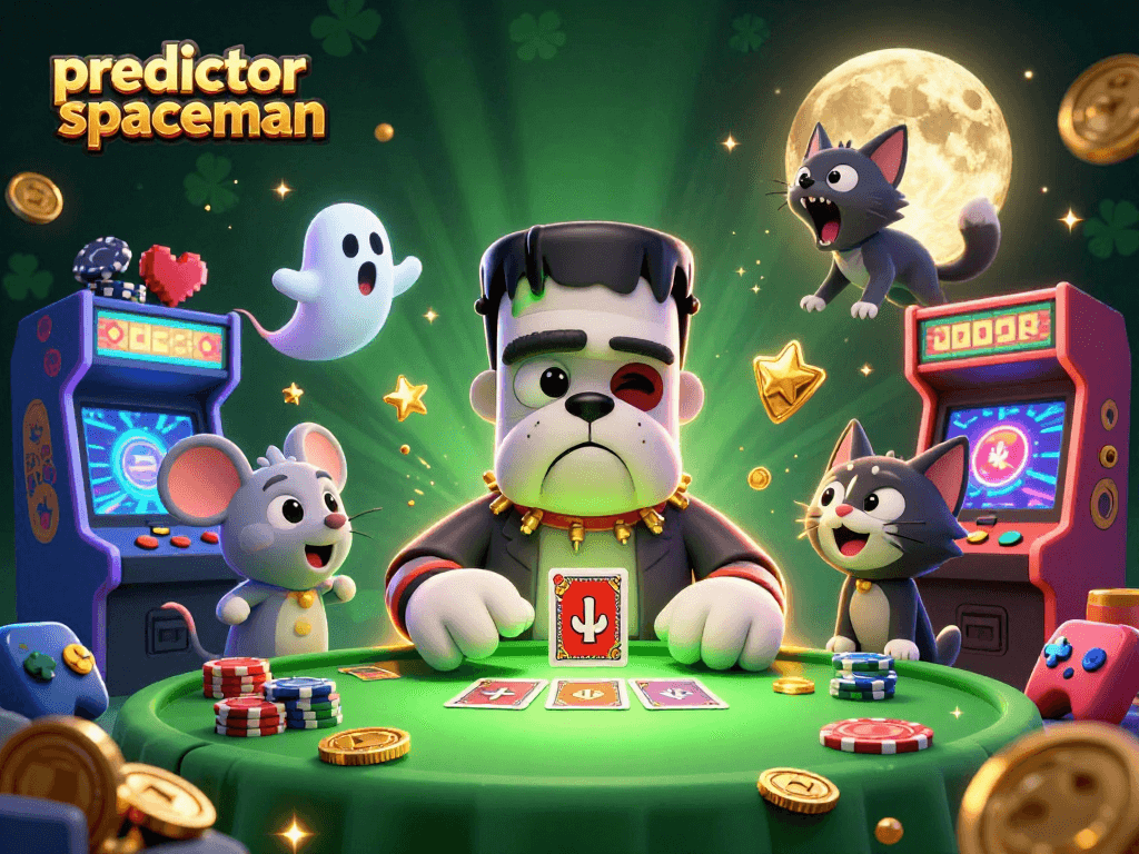 Engage in thrilling gameplay with predictor spaceman at a vibrant casino scene featuring colorful characters.