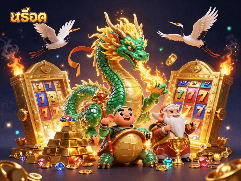 Experience thrilling สล็อต action in a vibrant, dynamic 3D casino scene with enchanting elements.