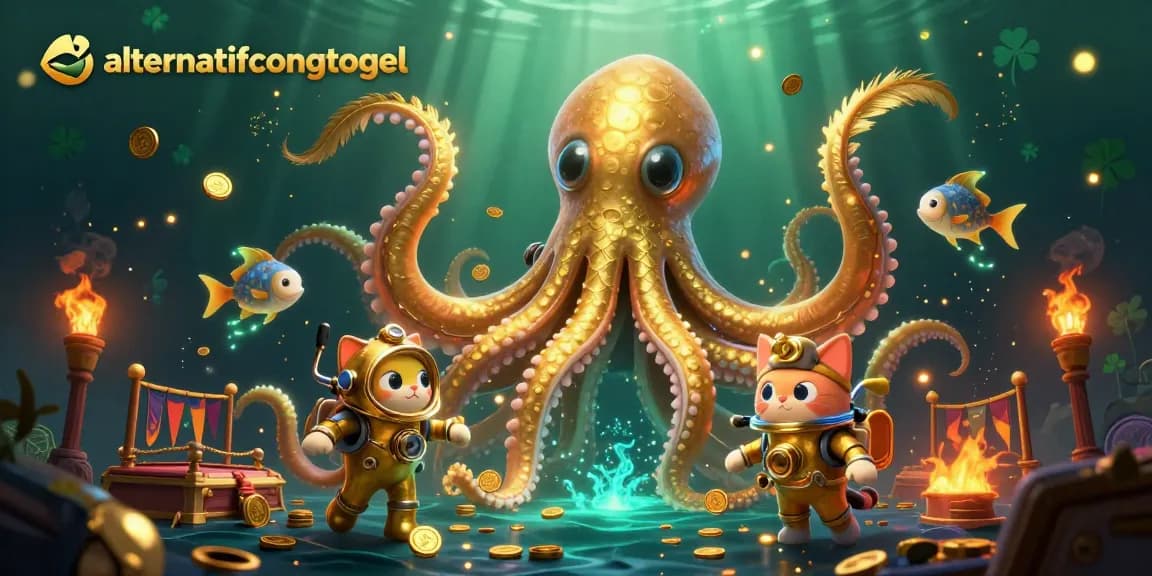 Experience the magic of alternatifcongtogel with a thrilling 3D kraken scene filled with treasure and excitement.