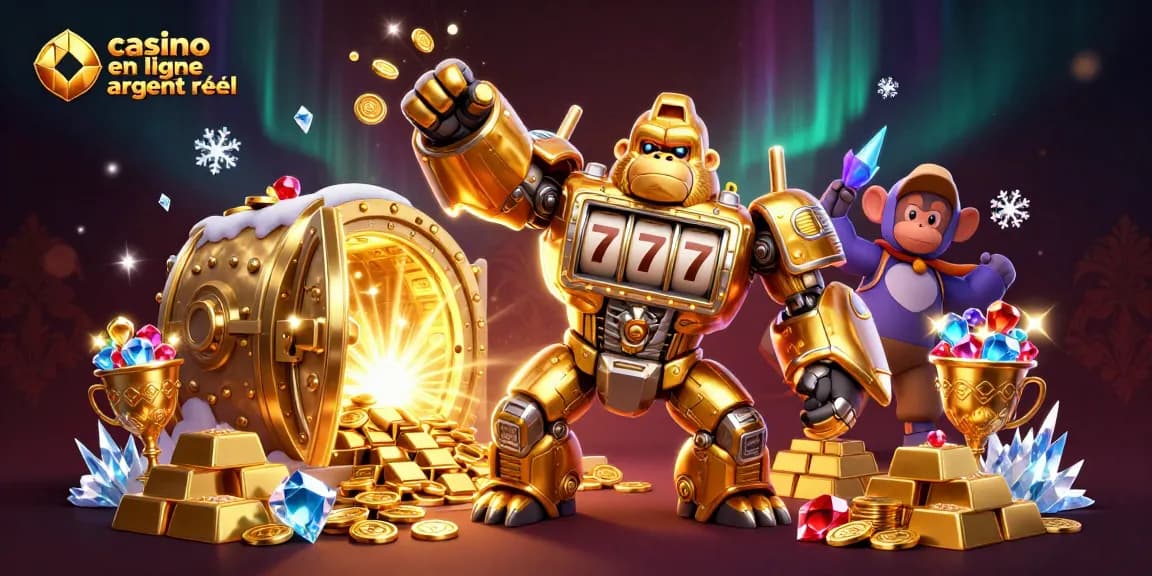 Plongez dans l'univers captivant du casino en ligne argent réel avec une illustration dynamique de machines à sous.