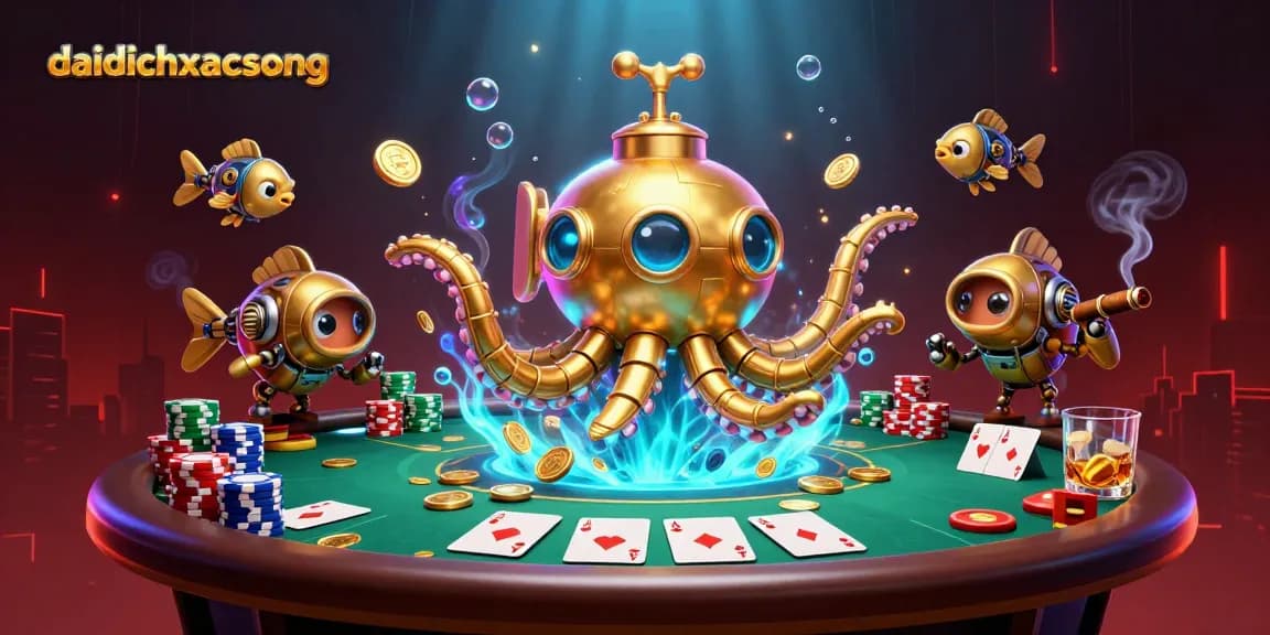 Experience thrilling action in daidichxacsong with a vibrant 3D submarine and poker scene.