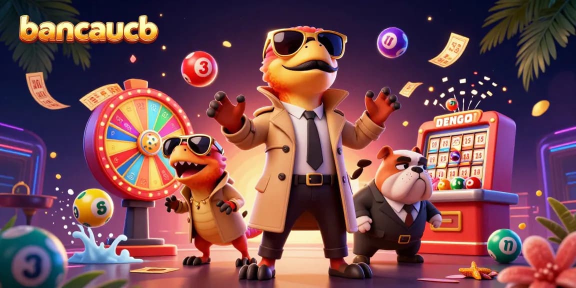 Bancaucb raptors in a trench coat attempting to sneak into a casino lounge with colorful lottery elements.
