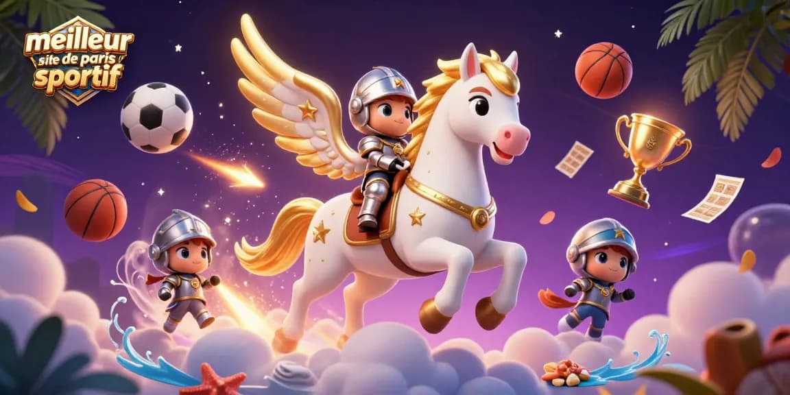 Pariez sur le meilleur site de paris sportif avec des éléments de sport dynamique et un cheval galopant.