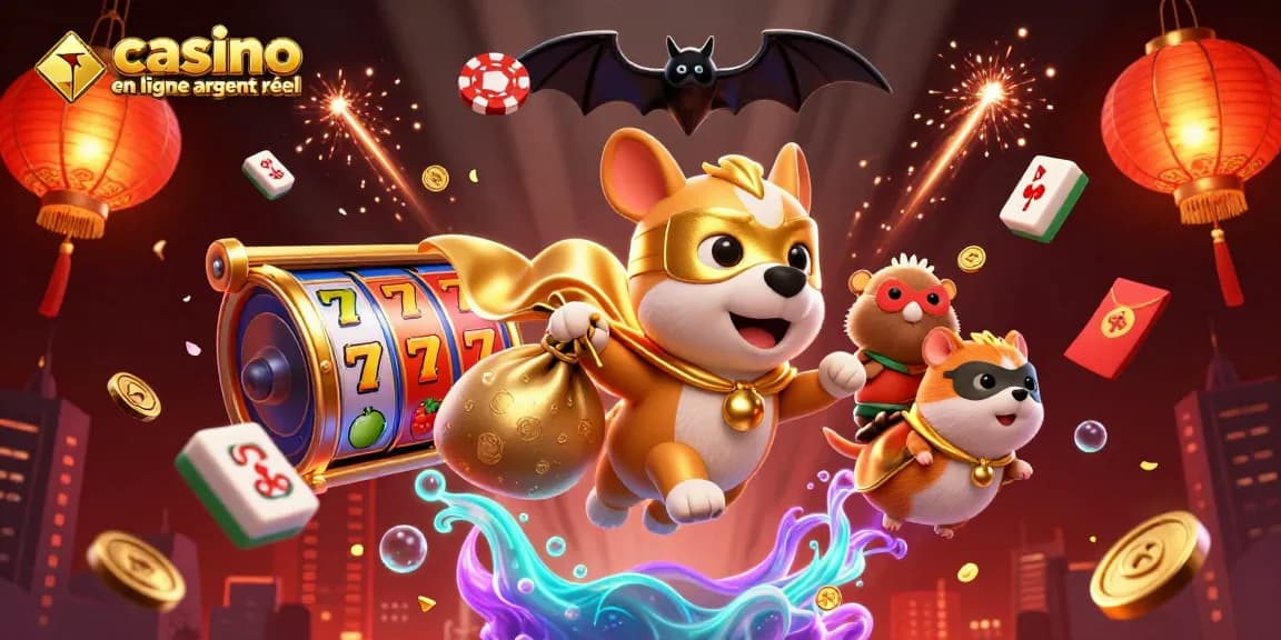 Jouez au casino en ligne argent réel avec un super-héros canin et des éléments de jeu fascinants.