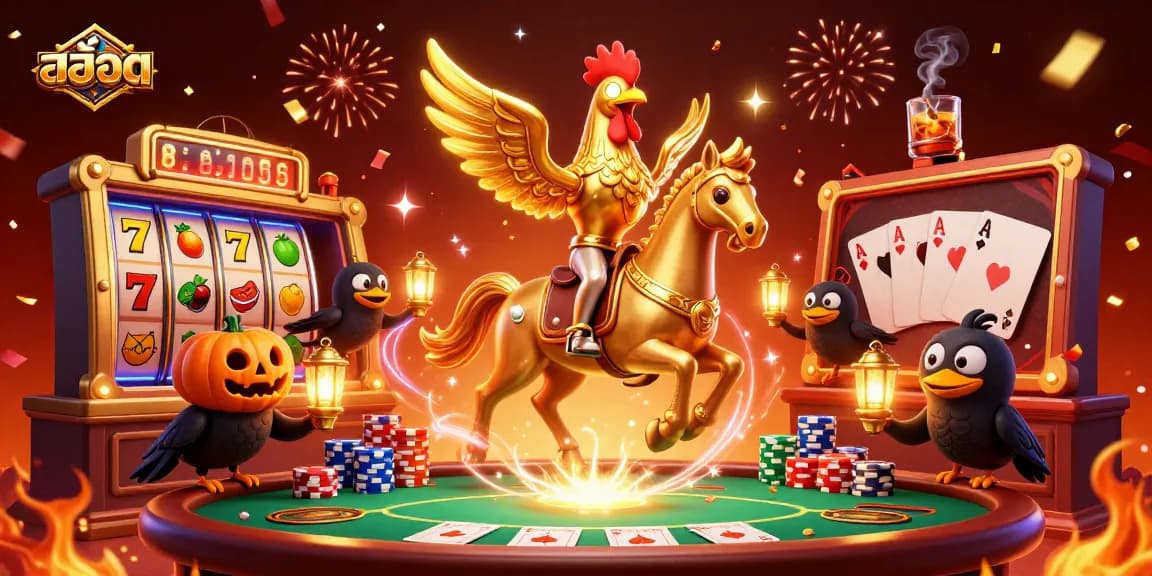 Engage with สล็อต gameplay, highlighting vibrant slot reels and classic casino elements in a dynamic scene.