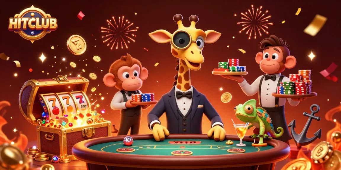 Experience the excitement at HITCLUB with vibrant slots, a high-roller giraffe, and immersive casino action.