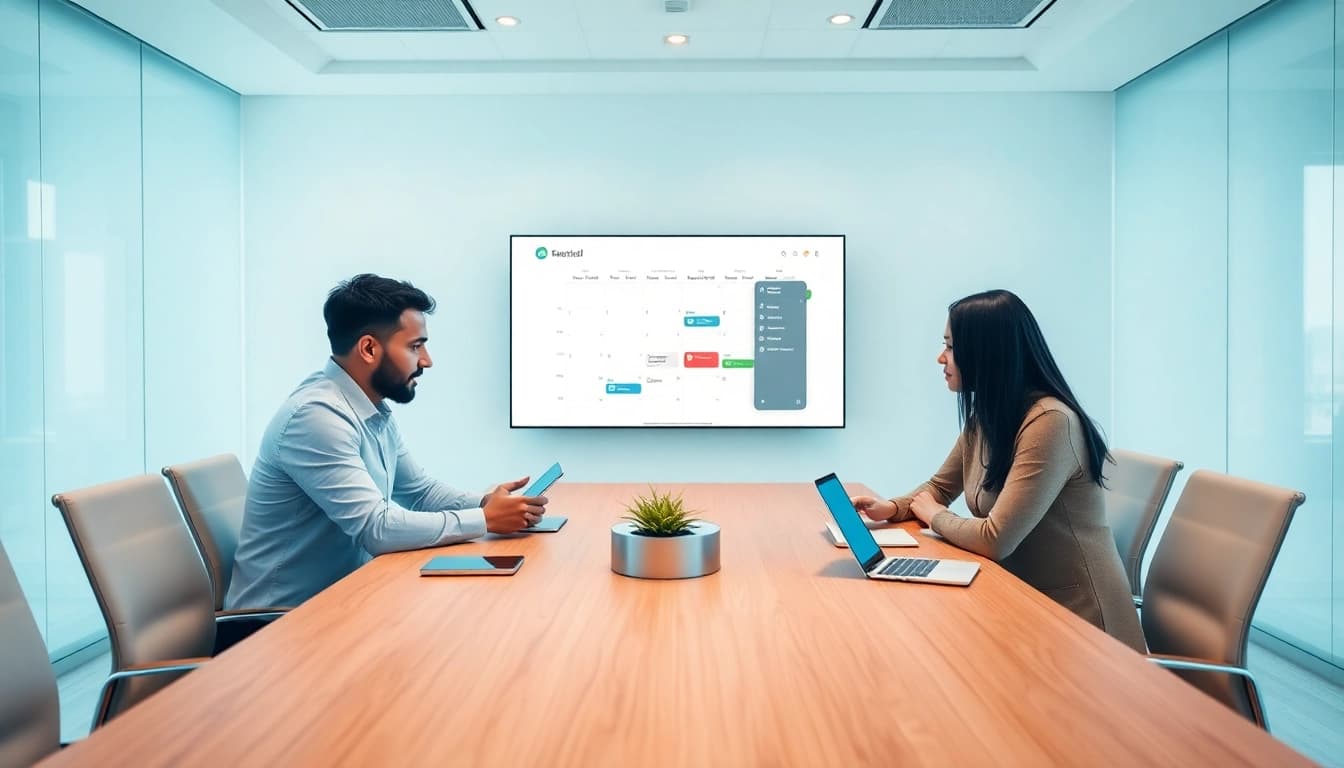 Team planning with Clockwise alternative AI in a modern office setting, showcasing collaboration.