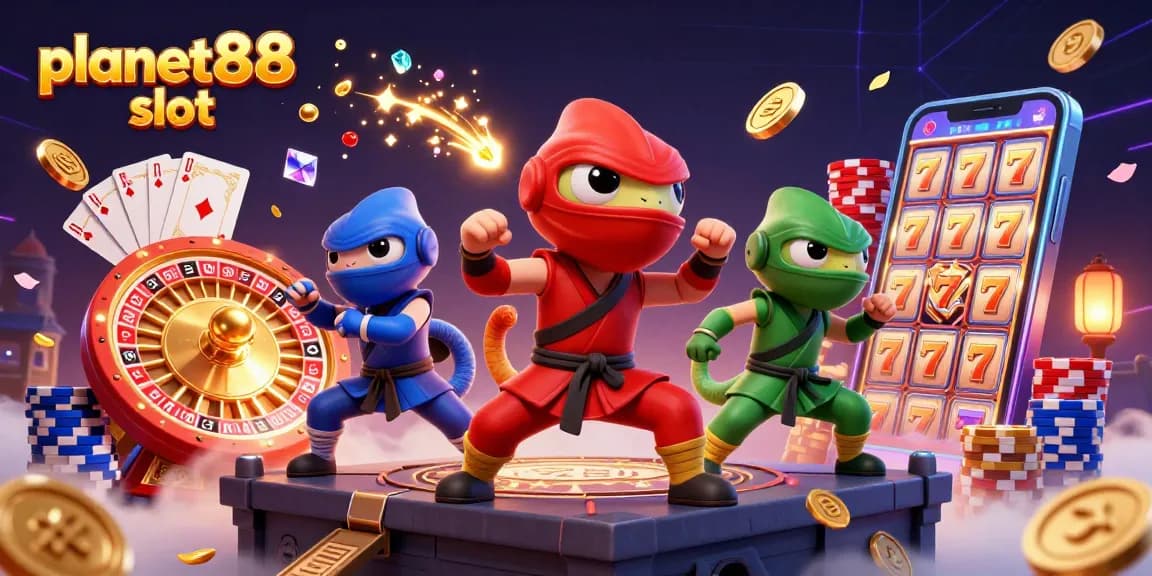 Experience thrilling spins at planet88 slot with vibrant chameleon ninjas and sparkling jewels.