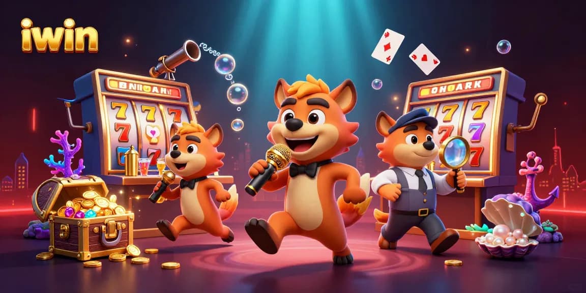 Experience the lively iwin casino scene with animated hyenas in a vibrant setting.