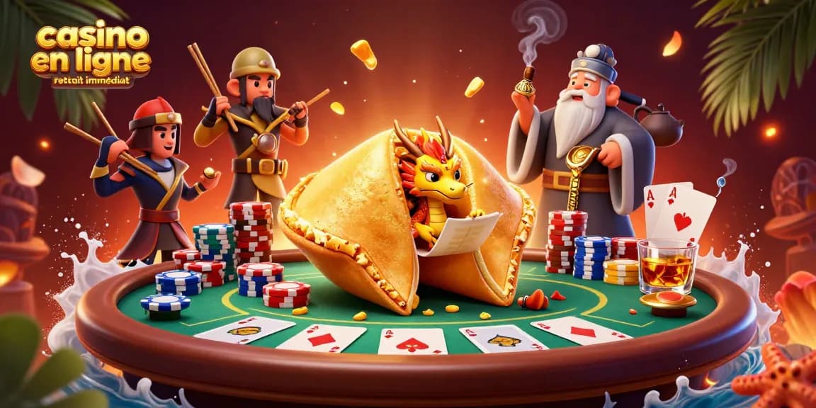 Jouez dans un casino en ligne retrait immédiat avec cette illustration de fortune et de jeux.