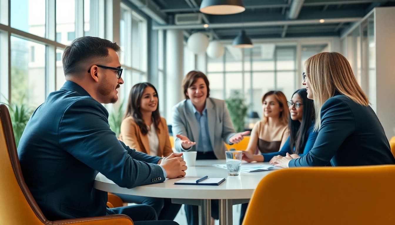 Engaging career coaching session fostering collaboration and growth among diverse individuals.