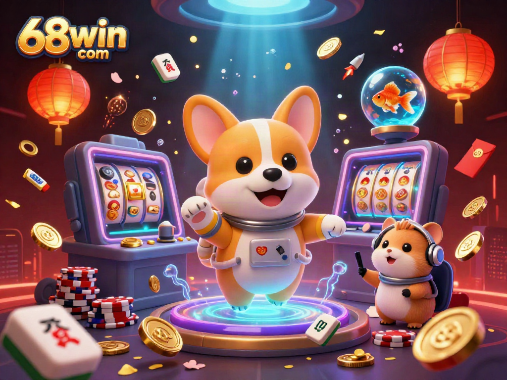 Engage with thrilling gameplay at 68win com in this vibrant casino scene featuring unique characters.